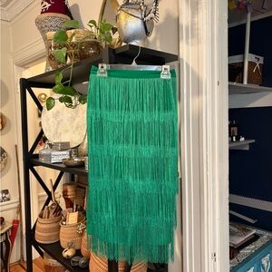 Kelly Green Fringe Skirt